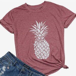 Pineapple Printed Women's Summer T-Shirt Medium